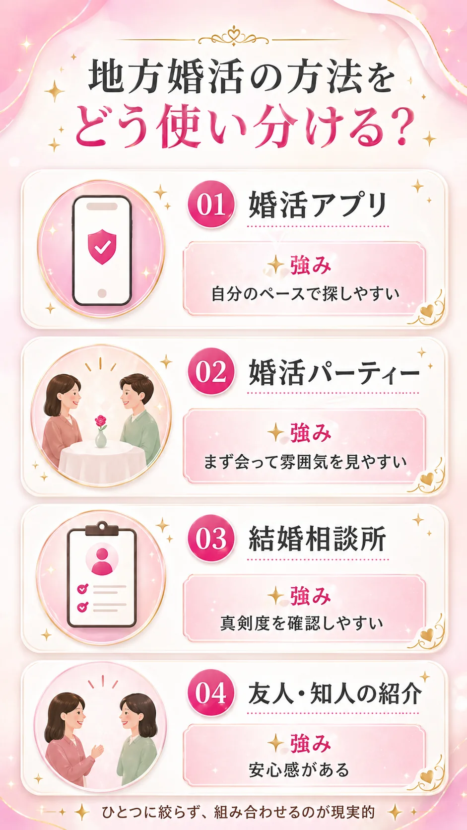 地方婚活の方法を使い分ける比較