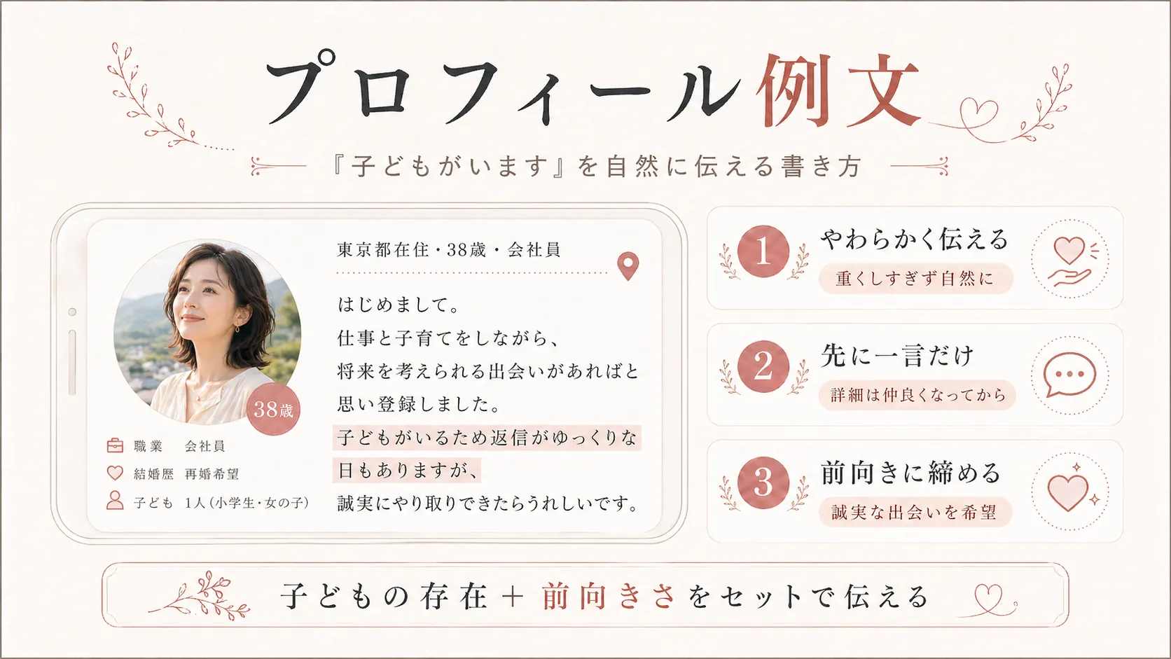 子どもがいることを自然に伝えるプロフィール例文